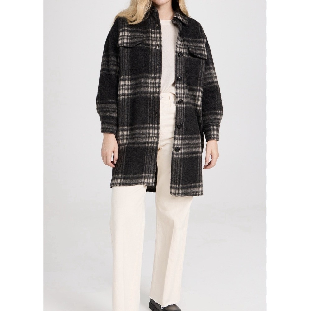 Faherty‎ Cornwall Quinn Plaid Jacket Shaket Black Gray Size XS Wool Blend
